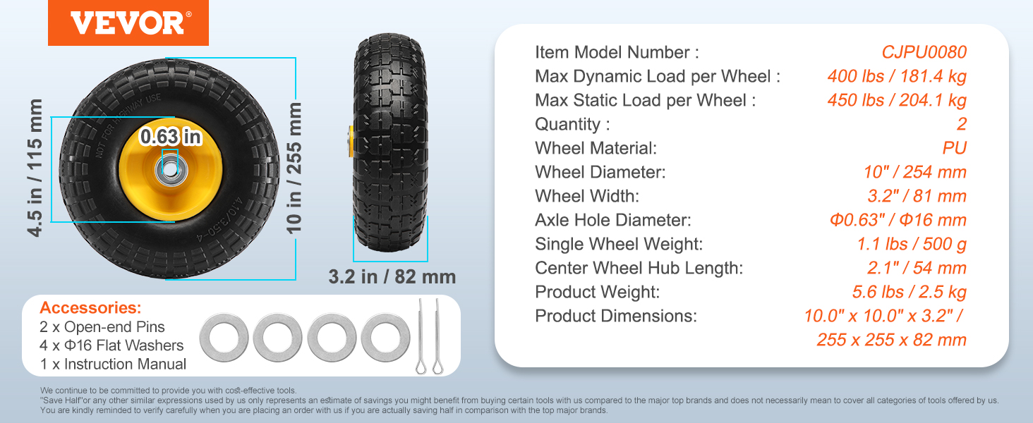 Solid wheels,PU,10-inch