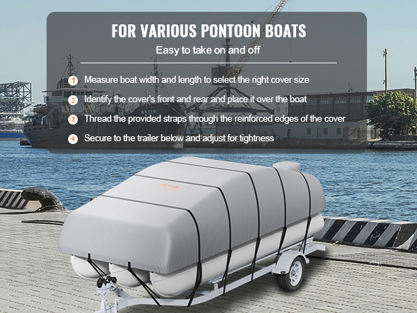 Labworkauto Gray Heavy Duty Waterproof Trailerable Pontoon Boat Cover – 21 To 24 FT