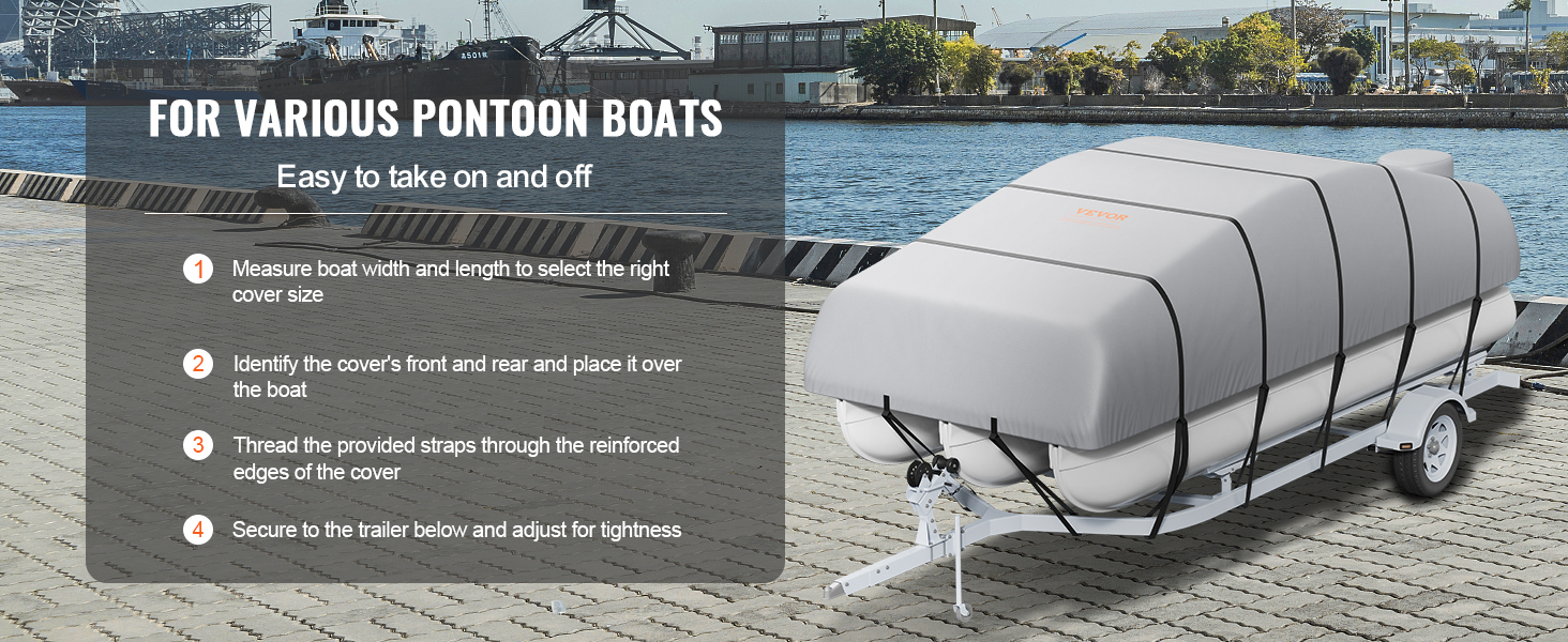 VEVOR Pontoon Boat Cover, 23'-24' Waterproof Trailerable Pontoon