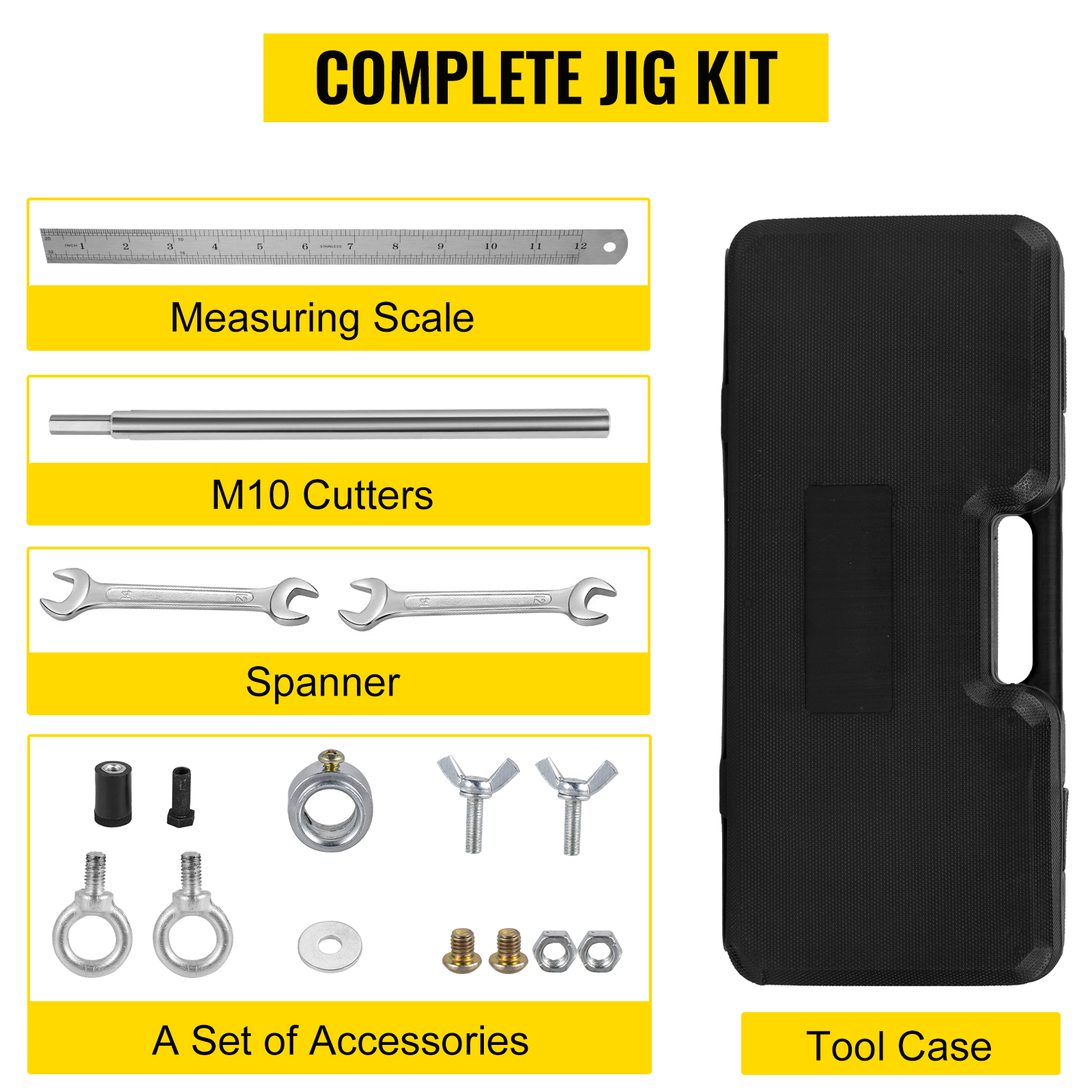 VEVOR VEVOR 16PCS Mortice Door Lock Fitting Mortiser Jig Kit Tool w/ 3  Cutters & Ruler