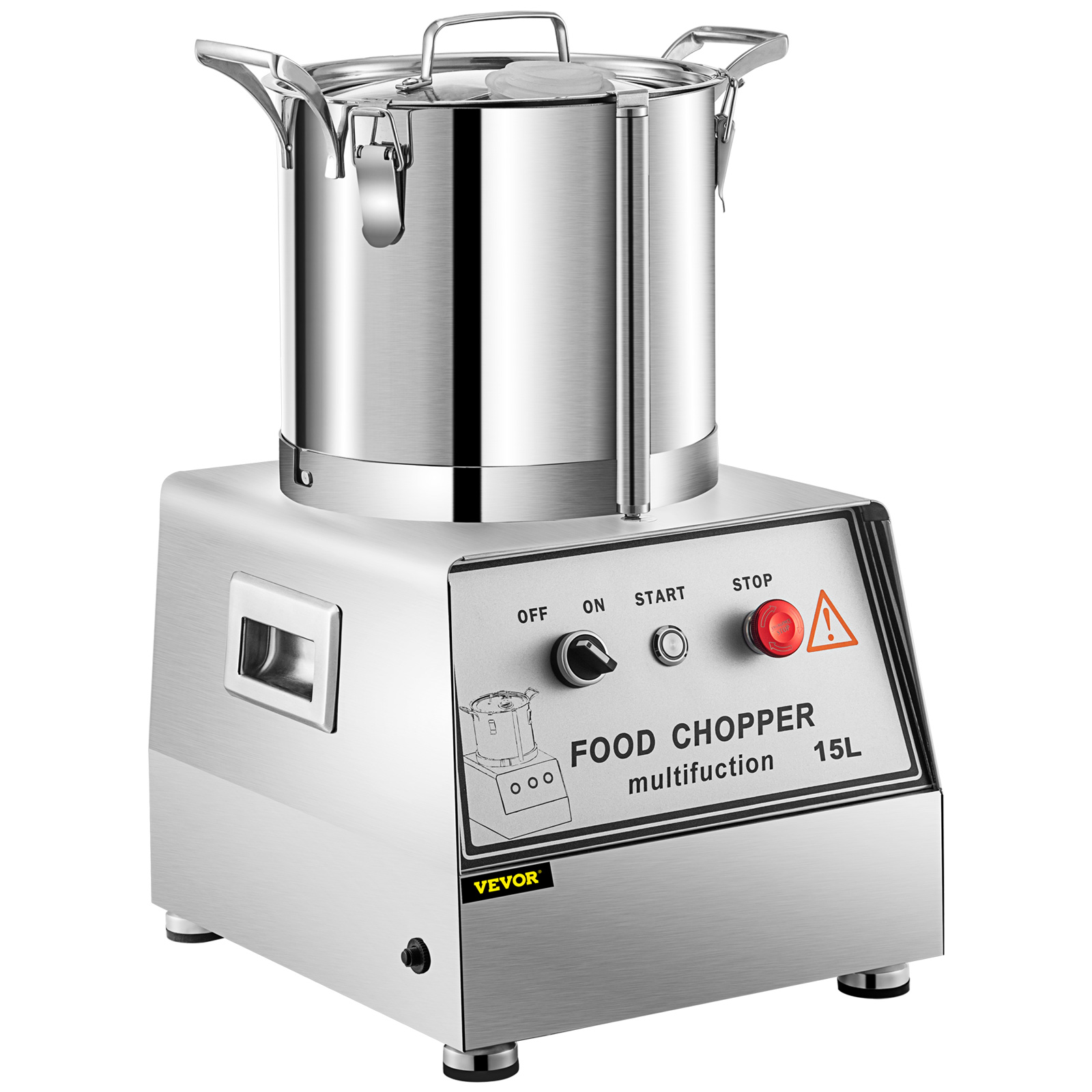 VEVOR Commercial Food Mixer 15qt Commercial Mixer with Timing Function 500W Stainless Steel Bowl Heavy Duty Electric Food Mixer Commercial with 3