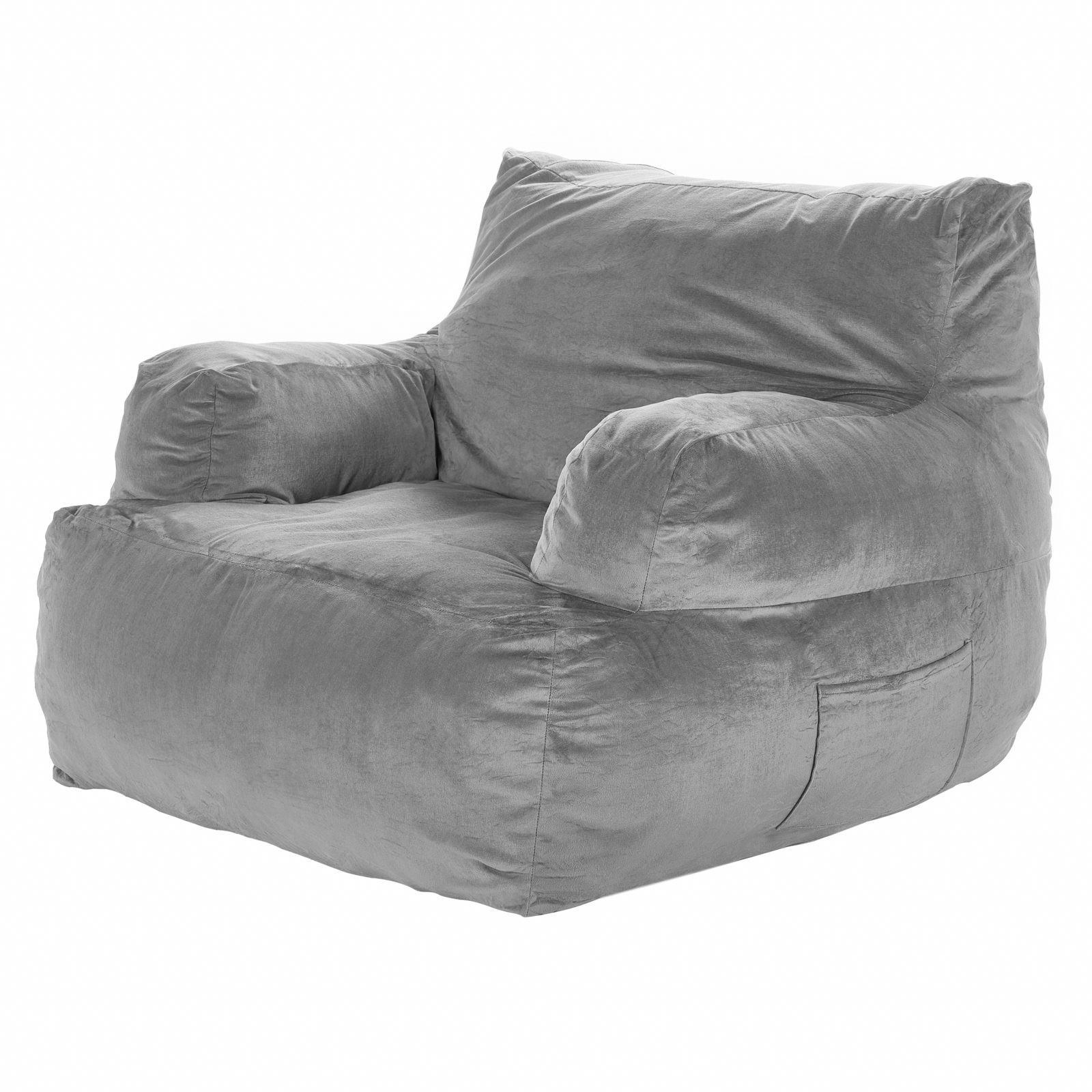 Bean Bag Chair Convertible/with Cover/Armrests for Adult Fluffy Blue/Grey/Black - Picture 35 of 72