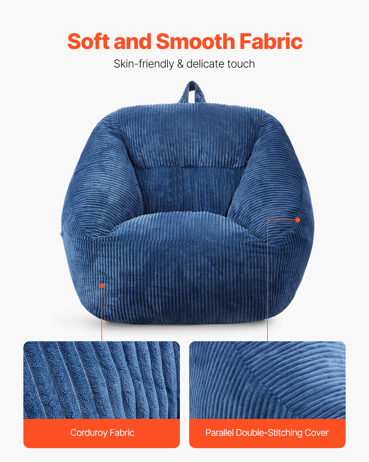Bean Bag Chair with Armrests and Storage Pocket/Removable Cover & Dutch Velvet - Picture 17 of 62