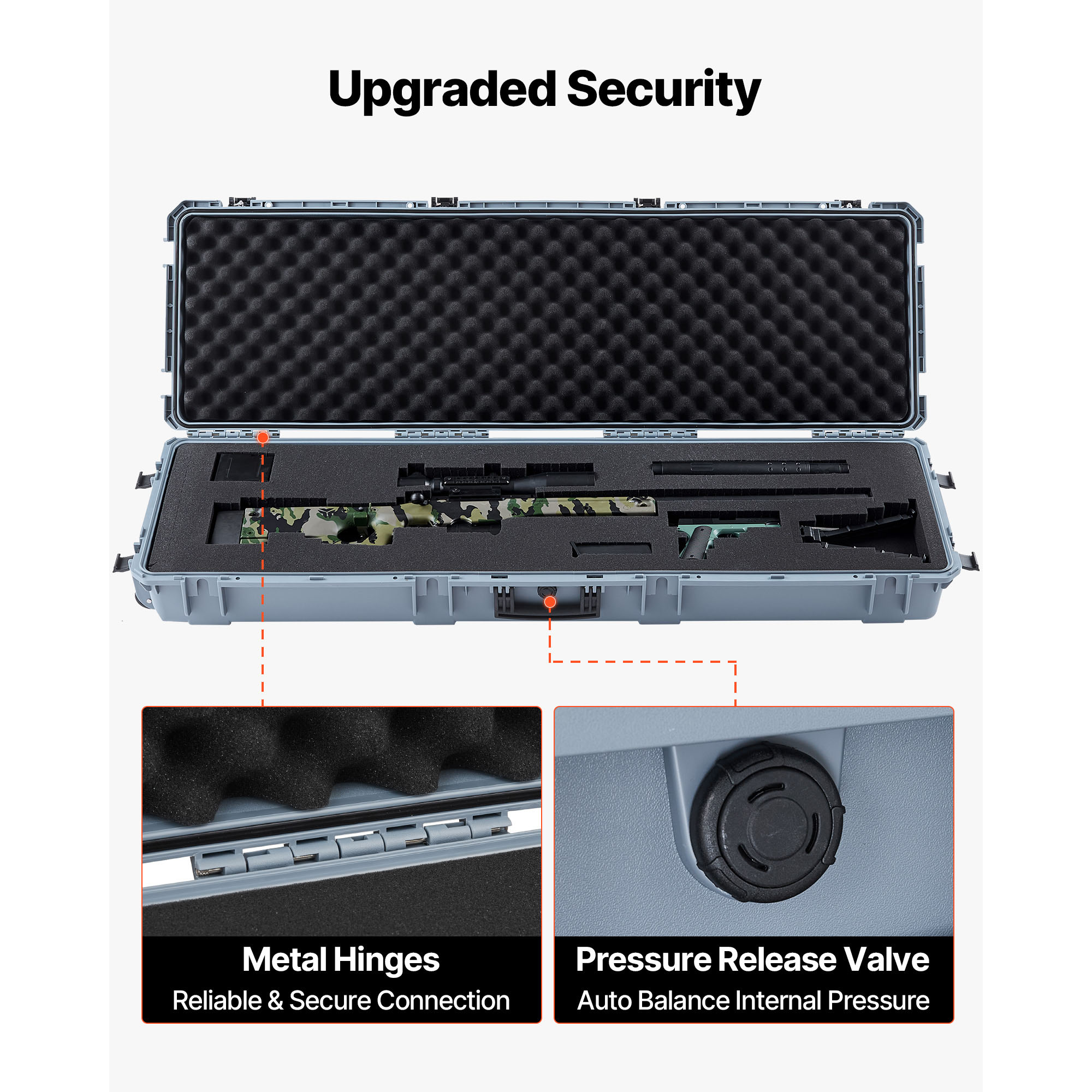 Uimoso Hard Rifle Case with IP67 Waterproof Design, Wheels & Customizable Foam