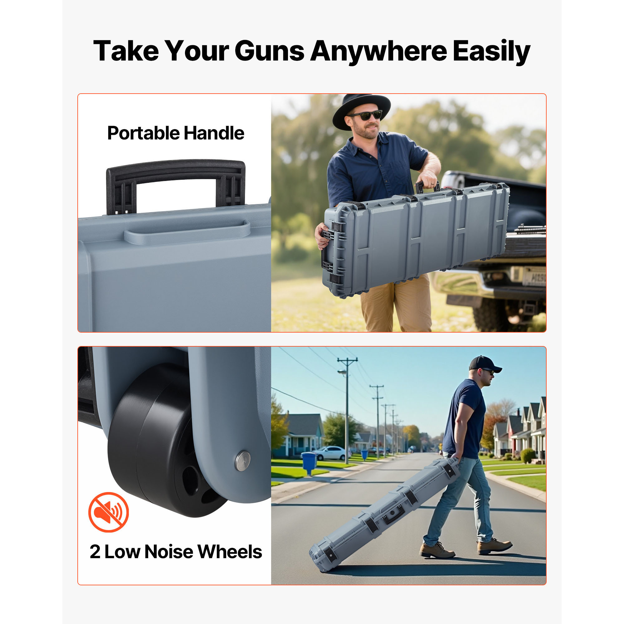 Uimoso Hard Rifle Case with IP67 Waterproof Design, Wheels & Customizable Foam