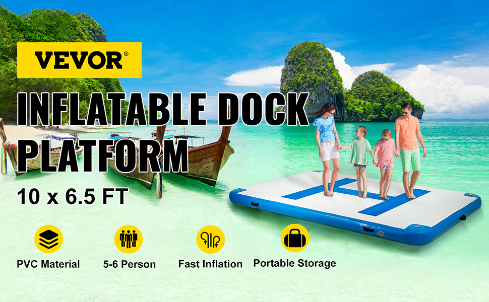 Inflatable Dock Platform Inflatable Floating Dock 10x6.5 ft w