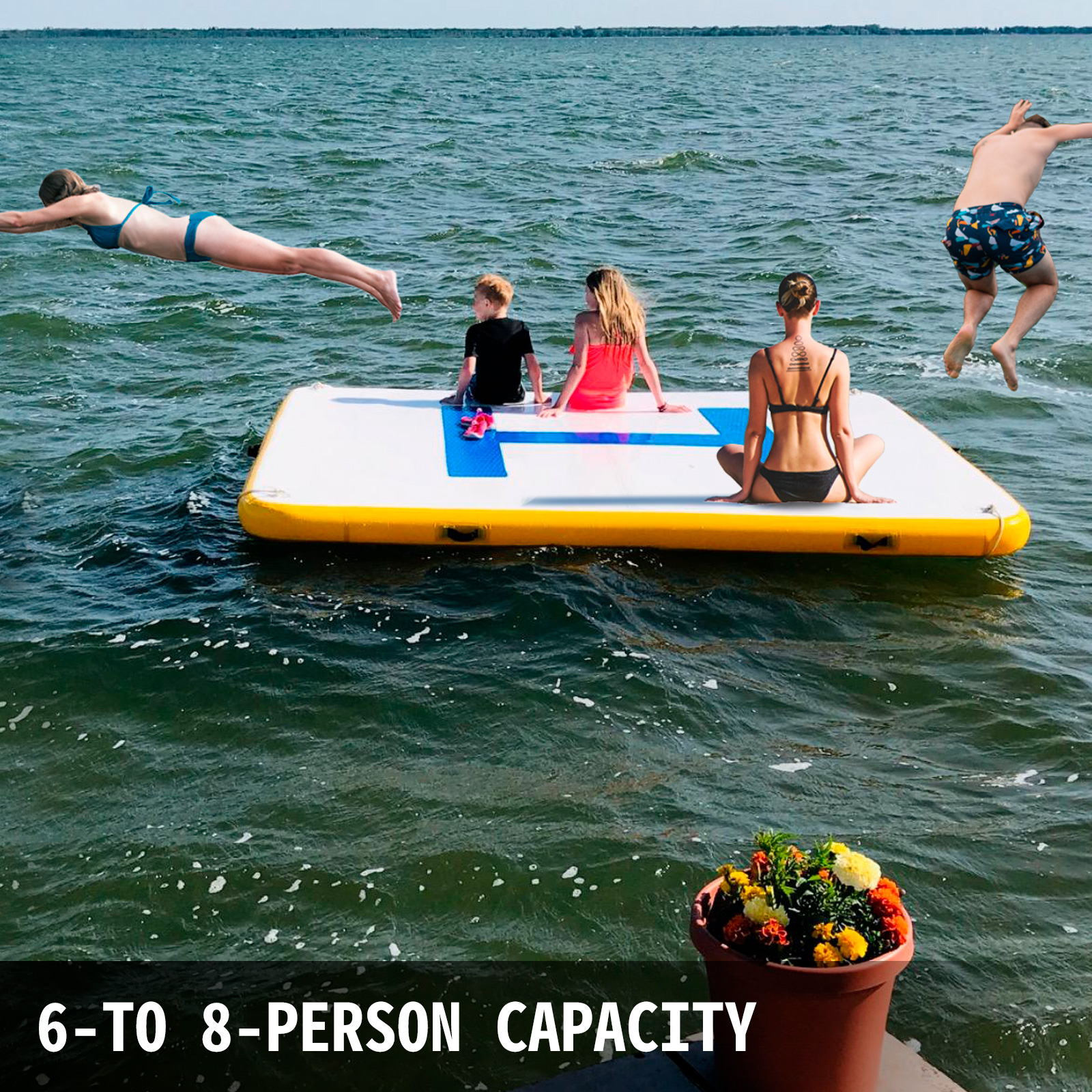VEVOR Inflatable Floating Dock, Inflatable Dock Platform with Electric Air  Pump, Floating Platform for Pool Beach Ocean (10 x 8 ft)