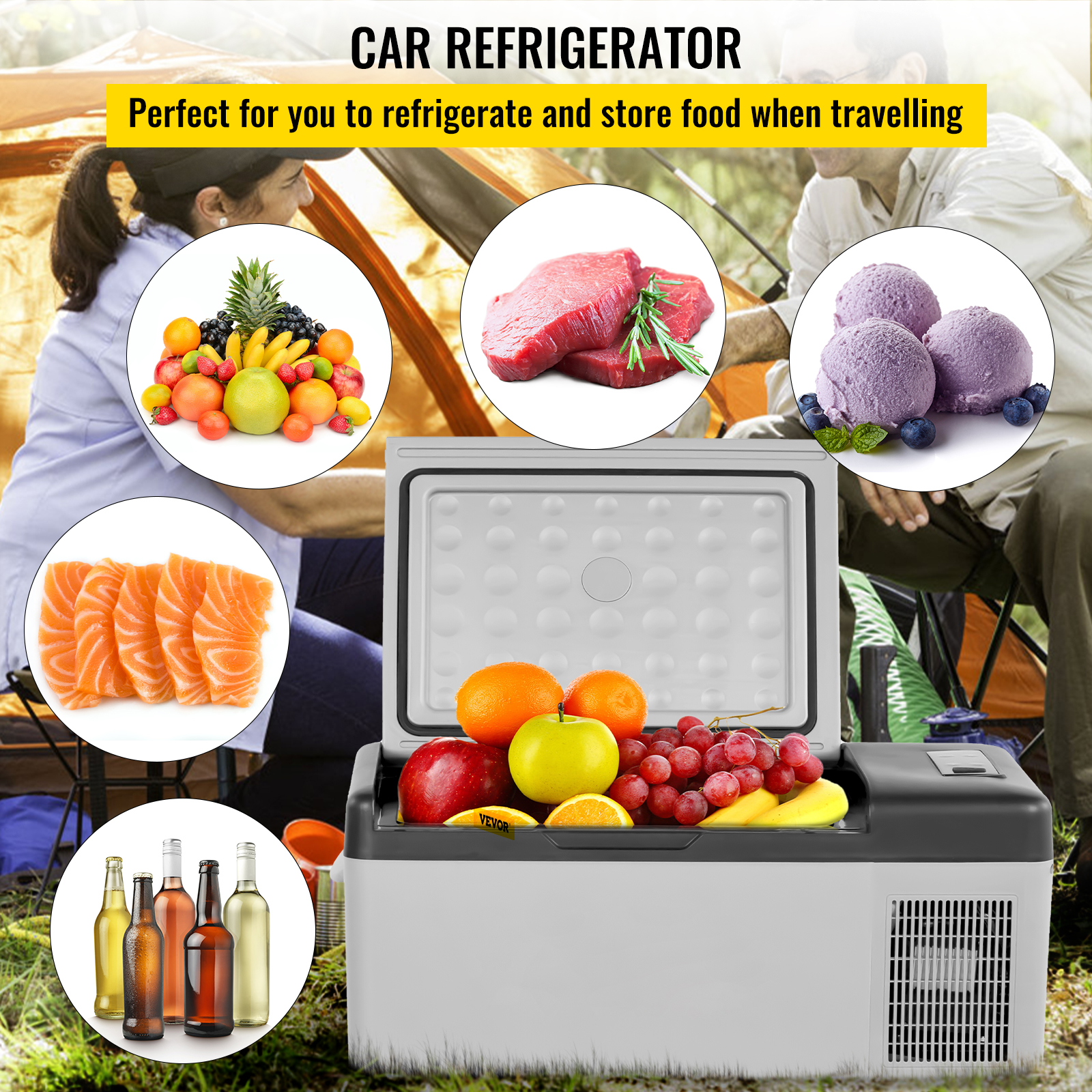 VEVOR Car Refrigerator 9-58Qt Portable Fridge Compact Freezer Camping Outdoor