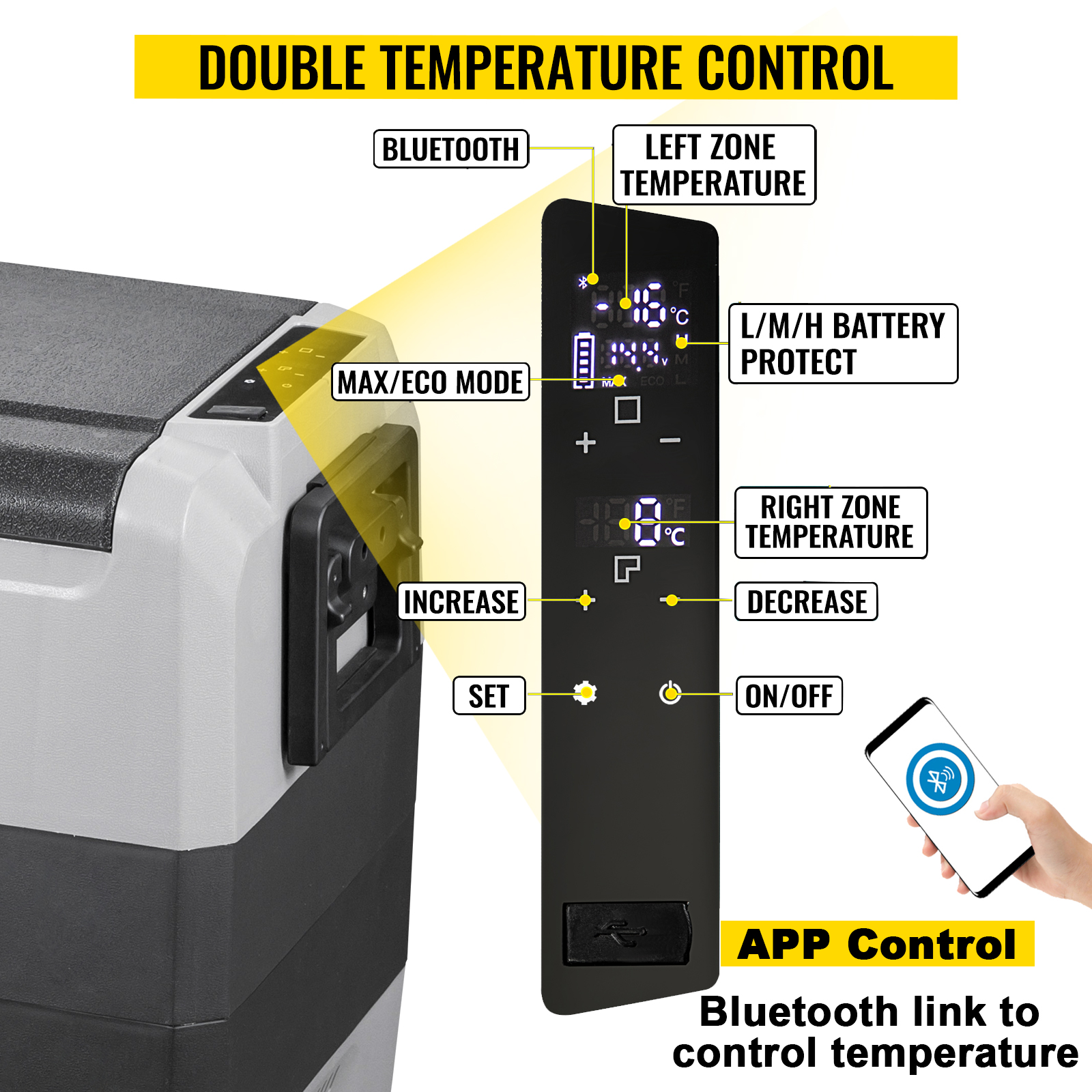 Alpicool T60 Dual Temperature Control 12 Volt Refrigerator 63