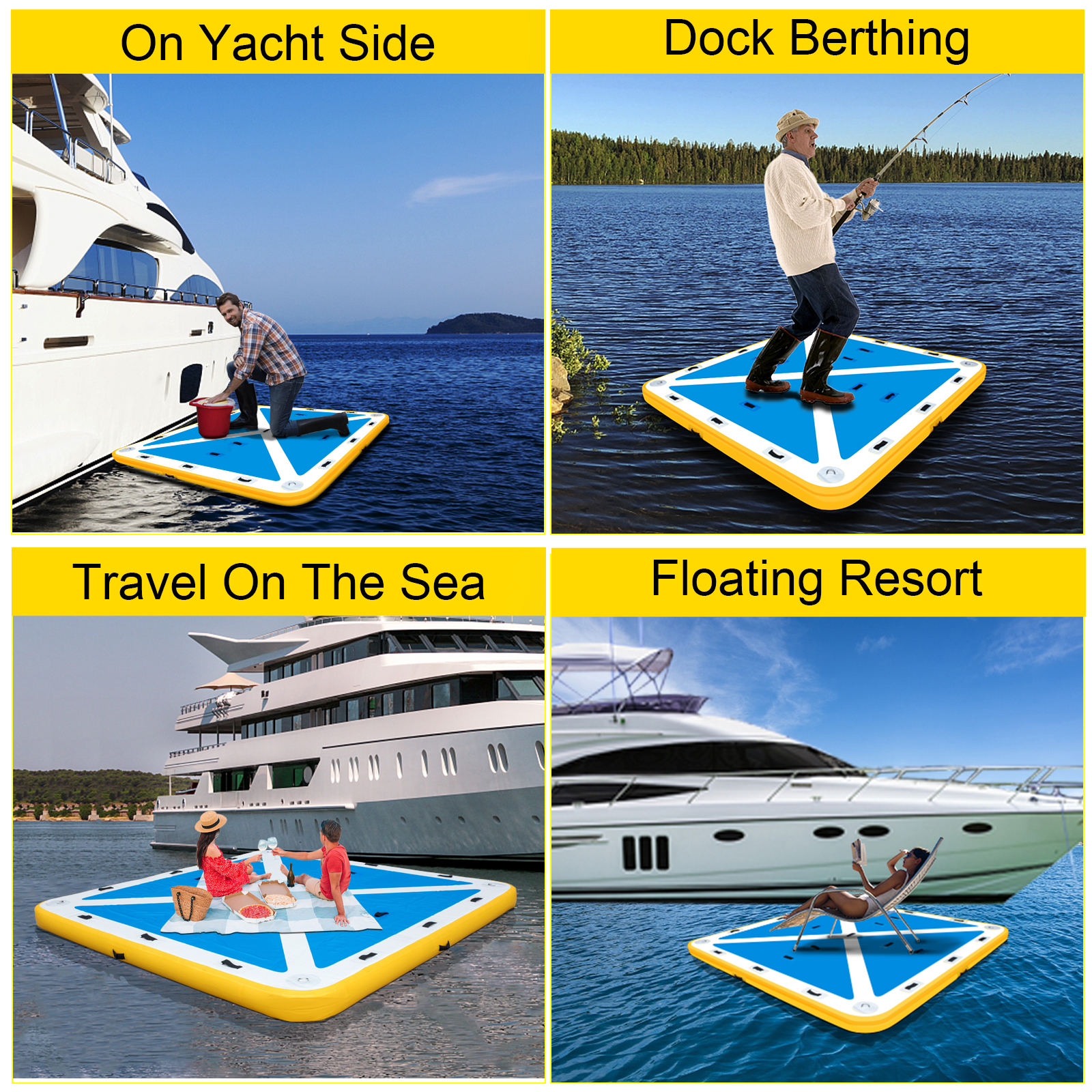 Vevor Inflatable Dock Platform Inflatable Dock 8'x8'x6