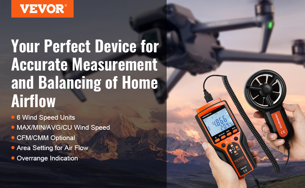 Mini LCD Digital Anemometer Wind Speed Gauge With NTC Thermometer - Air Velocity Meter