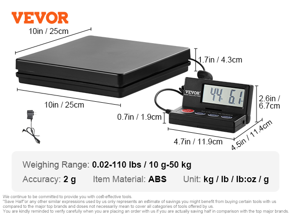 Pèse-colis Balance digitale LCD 200kg/50g 3 unités mesure