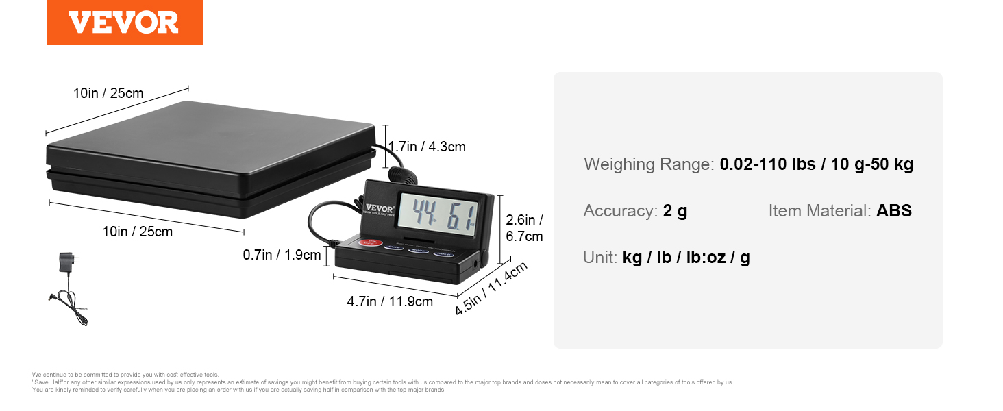 Shipping Scale,110 lbs,0.07 oz.