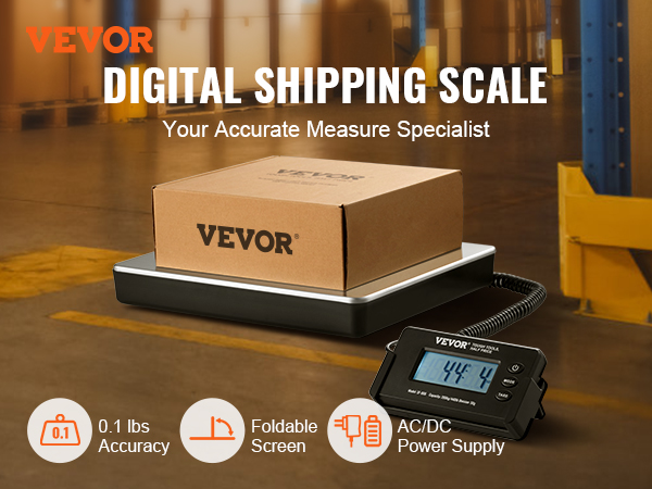 VEVOR Digital Shipping Scale 440 lbs x 1.7 oz Heavy Duty Postal Scale with Timer Tare Function HD LCD Screen Portable Package Scale for Luggage Home