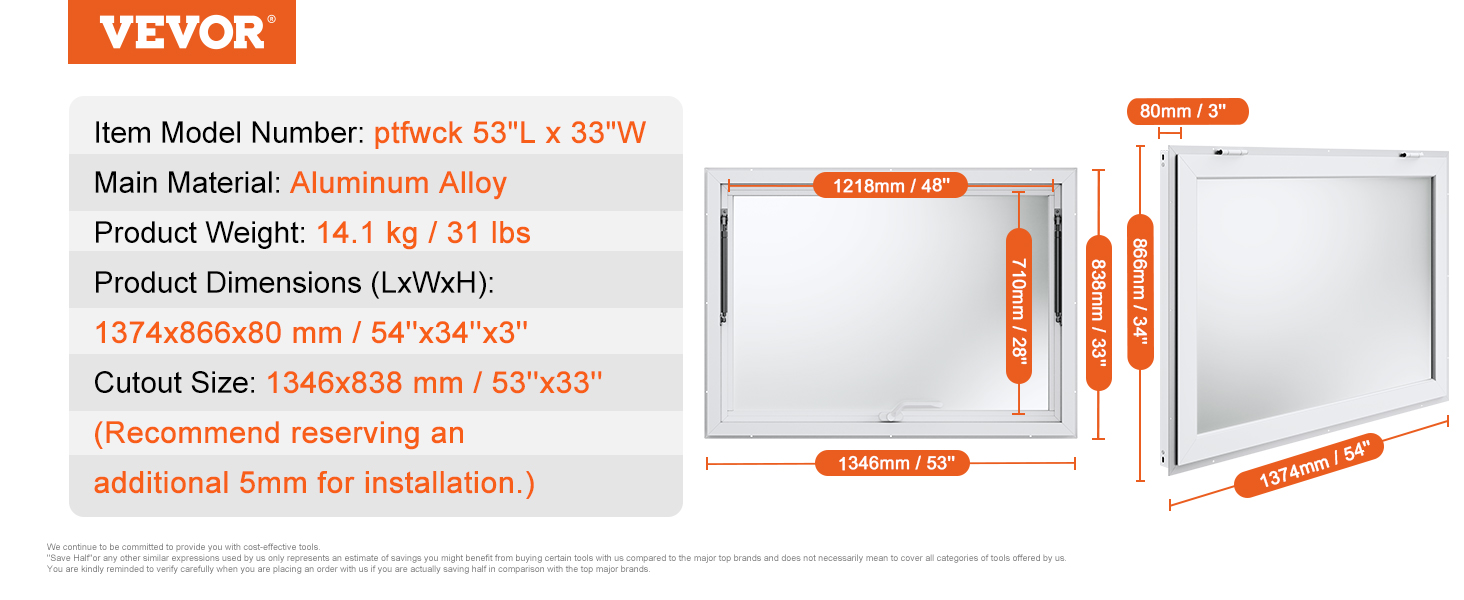 Vevor Windows Scale VEVOR Concession Window 53