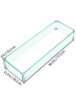 VEVOR Fire Pit Wind Guard, 30.5 x 11.5 x 6 Inch Glass Wind Guard, Rectangular Glass Shield, 0.3" Thick Clear Tempered Glass Flame Guard, Steady Feet Tree Pit Guard for Propane, Gas, Outdoor