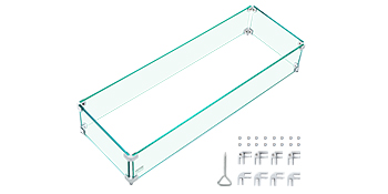 VEVOR Fire Pit Wind Guard, 30.5 x 11.5 x 6 Inch Glass Wind Guard, Rectangular Glass Shield, 0.3" Thick Clear Tempered Glass Flame Guard, Steady Feet Tree Pit Guard for Propane, Gas, Outdoor