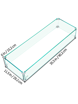 VEVOR Fire Pit Wind Guard, 35.5 x 11.5 x 6 Inch Glass Wind Guard, Rectangular Glass Shield, 0.3" Clear Tempered Glass Flame Guard, Steady Feet Tree Pit Guard for Propane, Gas, Outdoor