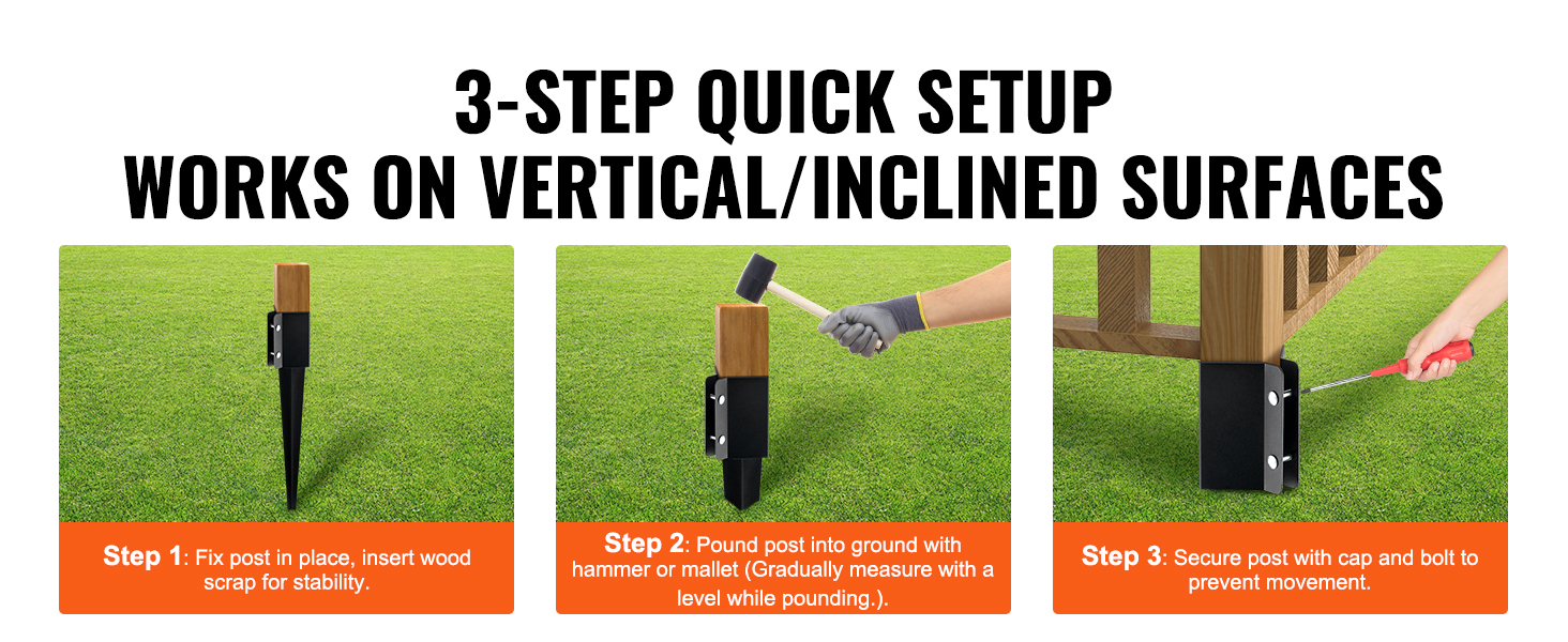 VEVOR Fence Post Anchor Ground Spike 6 Pack 24 X 4 X 4 In Metal Fence VEVOR Fence Post Anchor Ground Spike 6 Pack 24 X 4 X 4 In Metal Fence