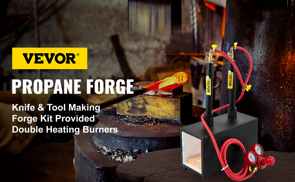 VEVOR Propane Forge Portable, Double Burner Tool and Knife Making, Large  Capacity Blacksmith Farrier Forges, Mini Furnace Blacksmithing, Gas Forging  Tools and Equipment, Complete Kit