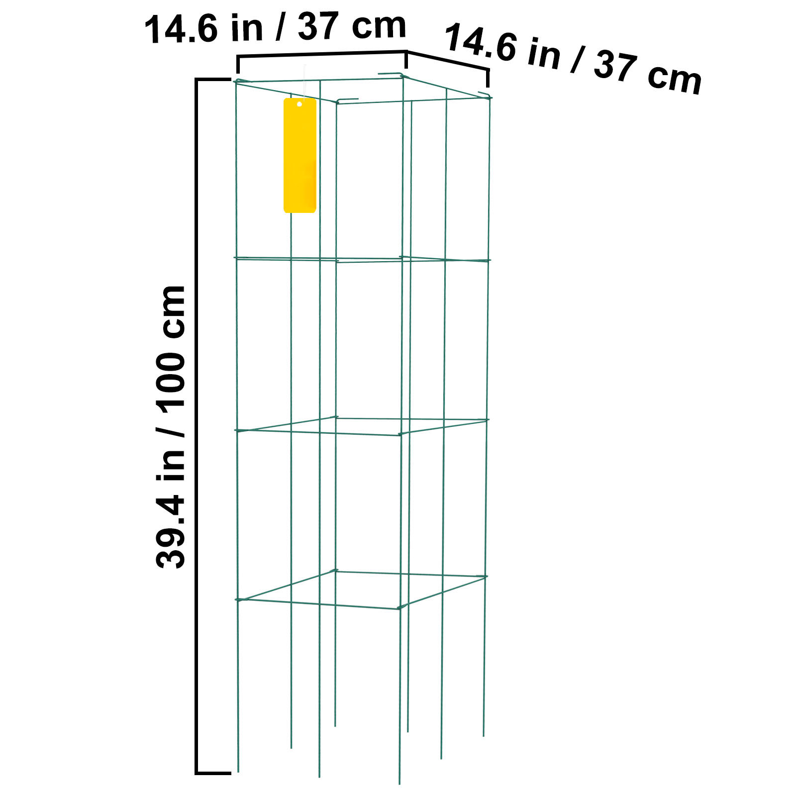 Tomato Cages Plant Support Cage Square Steel 3/5/6/10 Packs Silver/Green - Picture 35 of 75