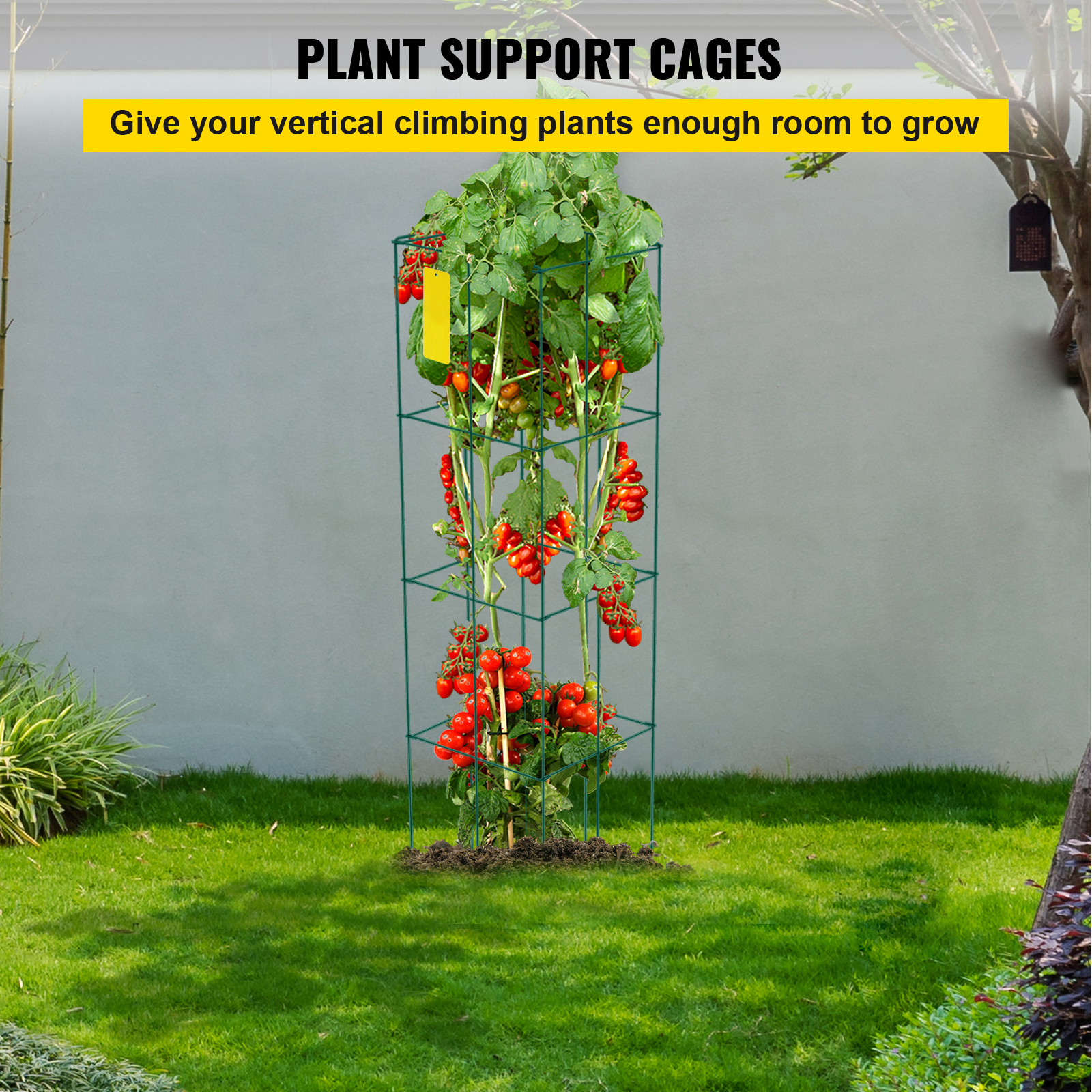 Tomato Cages Plant Support Cage Square Steel 3/5/6/10 Packs Silver/Green - Picture 41 of 75