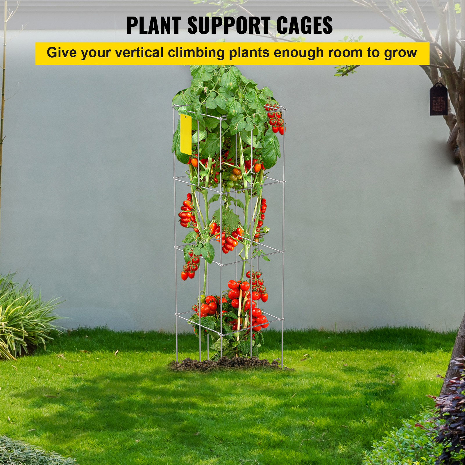 Tomato Cages Plant Support Cage Square Steel 3/5/6/10 Packs Silver/Green - Picture 65 of 75