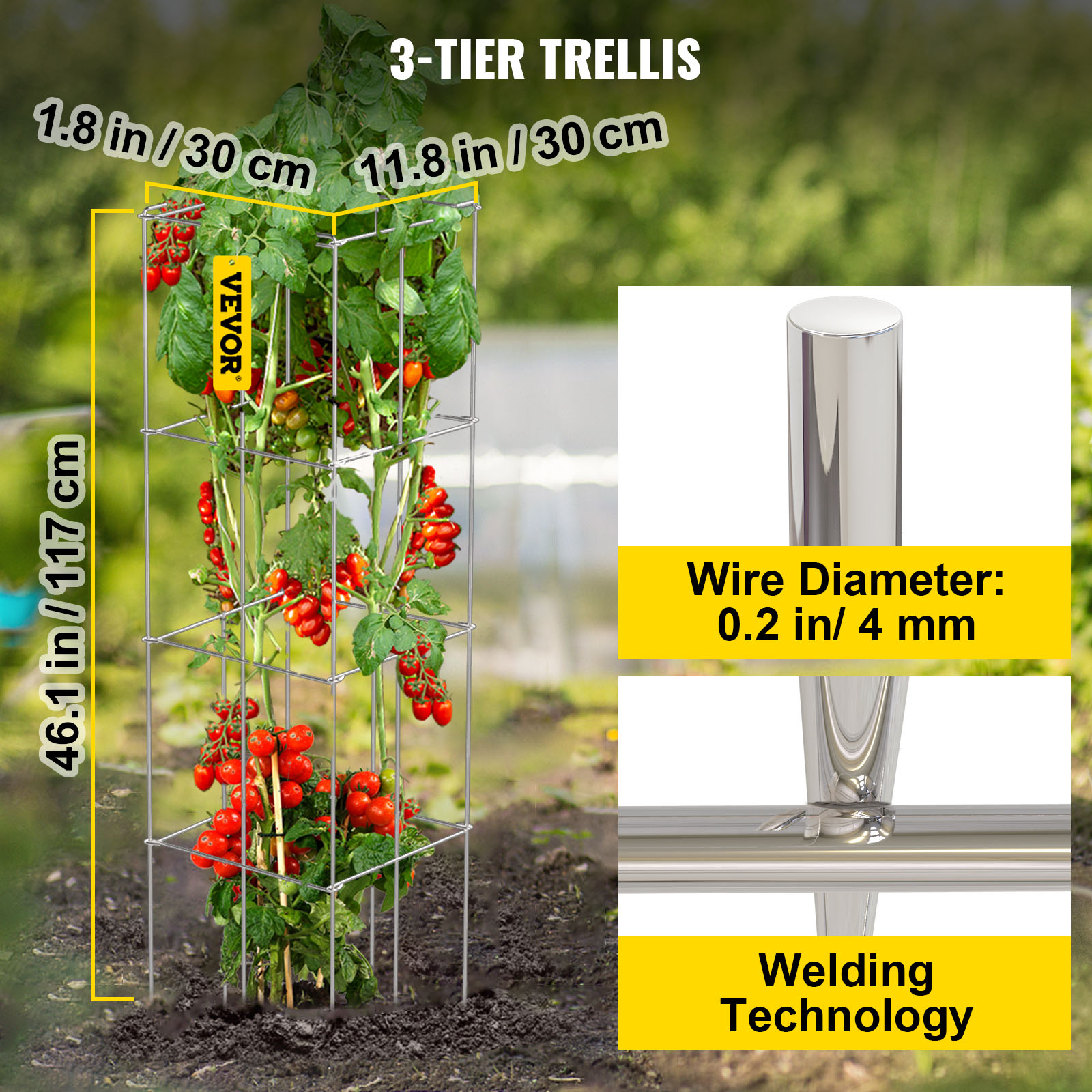 VEVOR Chicken Wire Cloche 6 Packs 12.2 Diameter x 20 Height Plant Protector and Cover with Zip Ties Sturdy Metal Cage Garden Protection from
