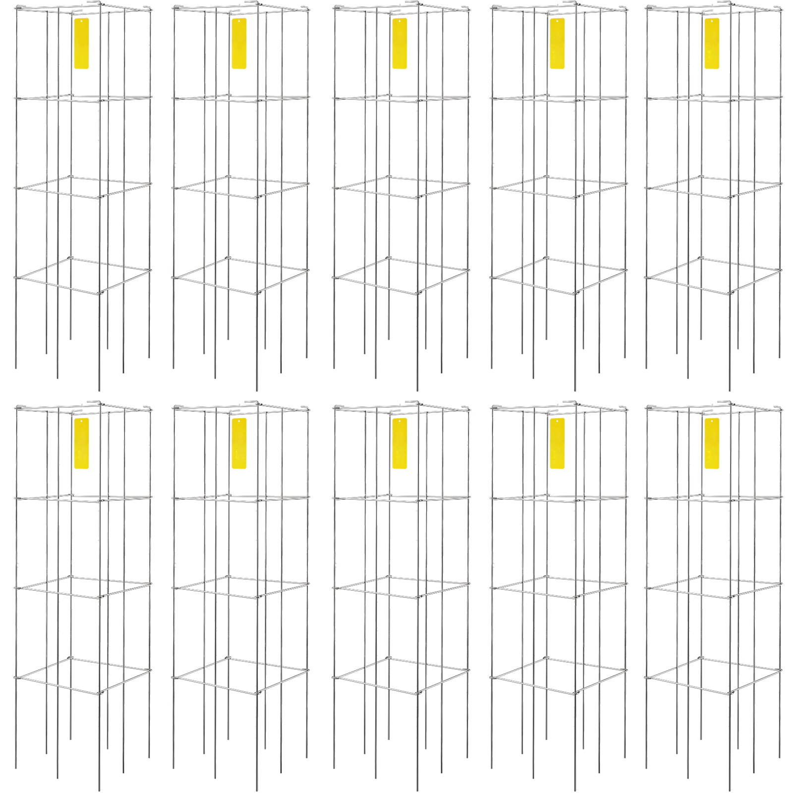 Tomato Cages Plant Support Cage Square Steel 3/5/6/10 Packs Silver/Green - Picture 64 of 75
