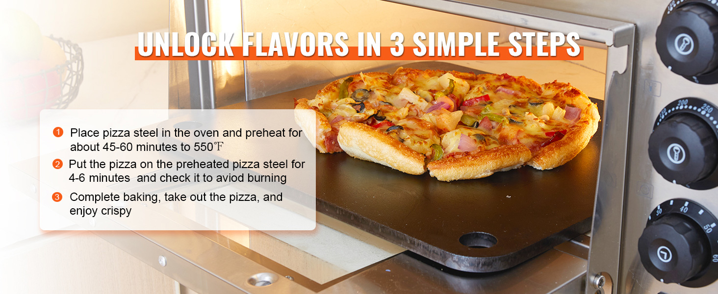 DareBuilt Baking Oven Steel - 14x22 Inch 3/8" Thick Canadian Prime Steel Pizza Stone Alternative
