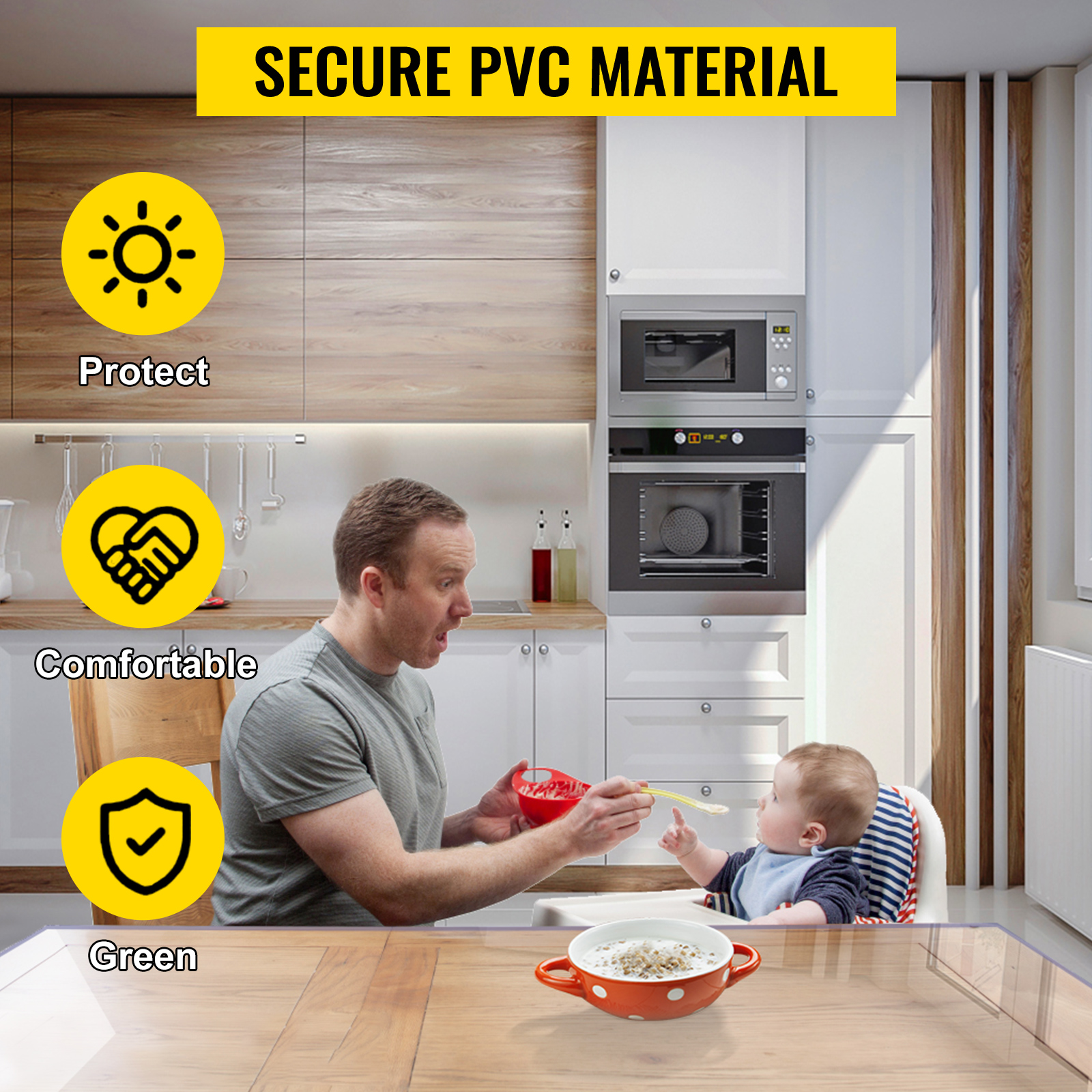  Protector de mesa de PVC transparente de 0.079 in para mantel  de plástico, resistente al agua, resistente al calor, para mesa de comedor,  oficina, mesa de café, mesa de café, tamaño