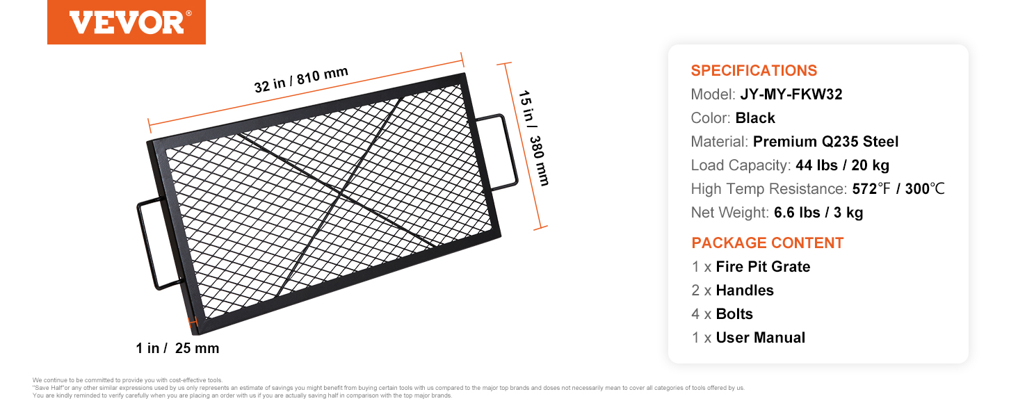 Cooking Grate,X-Marks,Heavy-Duty Steel