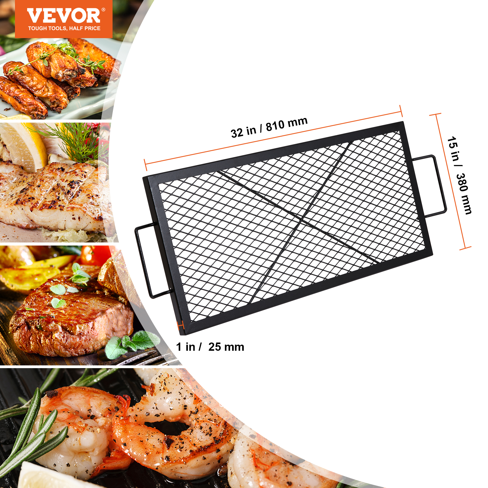 VEVOR 30/32/36/44" Round/Rectangle Cooking Grate Fire Pit Grill Grate X-Marks - Picture 57 of 62