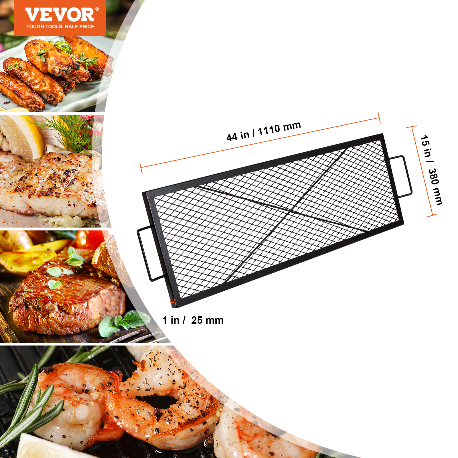 VEVOR 30/32/36/44" Round/Rectangle Cooking Grate Fire Pit Grill Grate X-Marks - Picture 45 of 62
