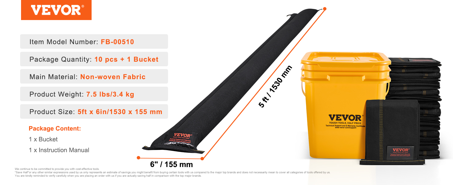 Barriere Antiallagamento 10 Pezzi - Sacchetti Assorbenti 5x6 Piedi, Con Secchio - Foto 8