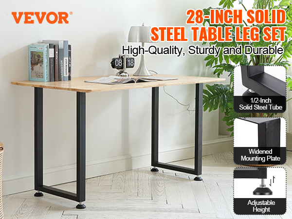 VEVOR 28 Inch Adjustable Furniture Legs, Square Reinforced Steel Office