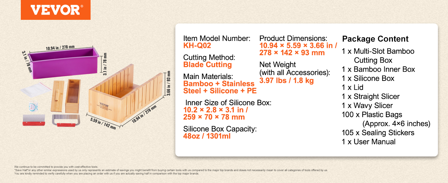 VEVOR Soap Cutter, Cuts 1-15 Bars, 0.8/1/1.2 inch Adjustable Width