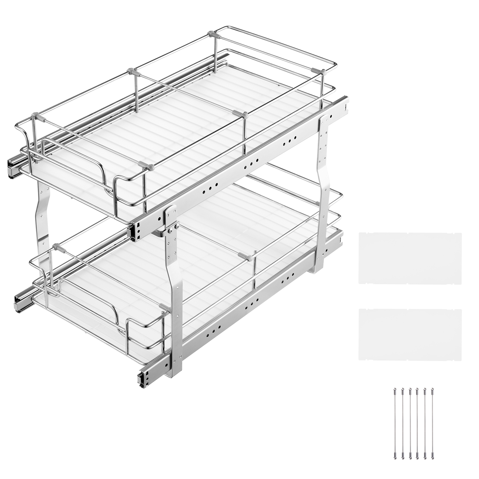 2-Tier Kitchen Cabinet Pull Out Shelf Organizer Slide Out Drawer 9-22 inch - Picture 71 of 74
