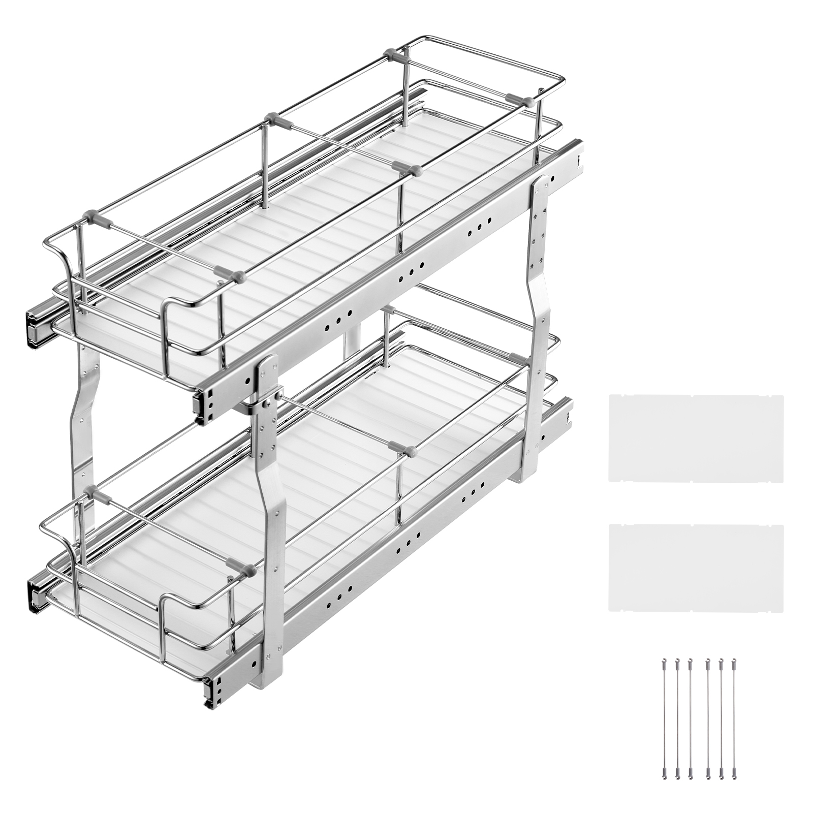 2-Tier Kitchen Cabinet Pull Out Shelf Organizer Slide Out Drawer 9-22 inch - Picture 59 of 74