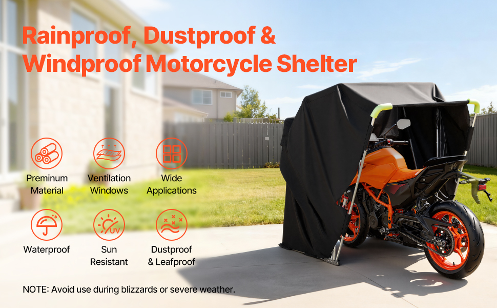 Motorrad Zeltgarage 279X109X160 Cm Allwetter Schutz Faltgarage Mit Schloss Motorcycle Shelter A100 1.4 Pt