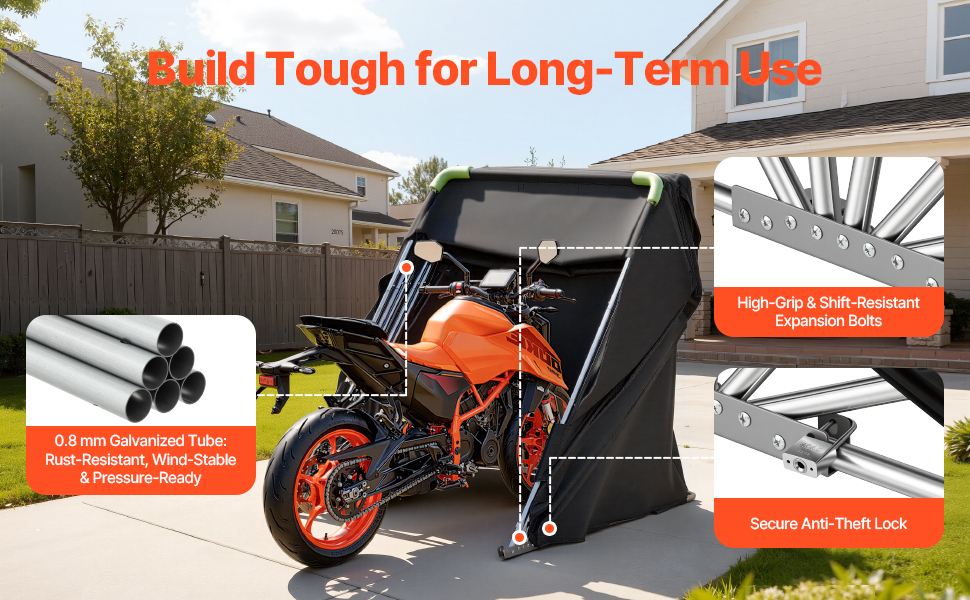 Motorrad Zeltgarage 279X109X160 Cm Allwetter Schutz Faltgarage Mit Schloss Motorcycle Shelter A100 2.3 Pt