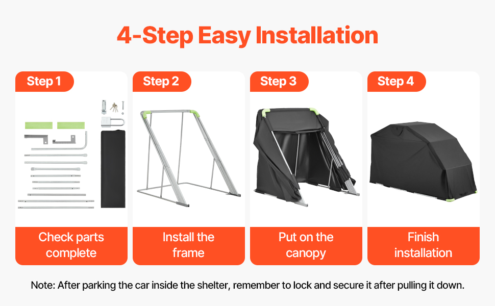 Motorrad Zeltgarage 279X109X160 Cm Allwetter Schutz Faltgarage Mit Schloss Motorcycle Shelter A100 2.4 Pt