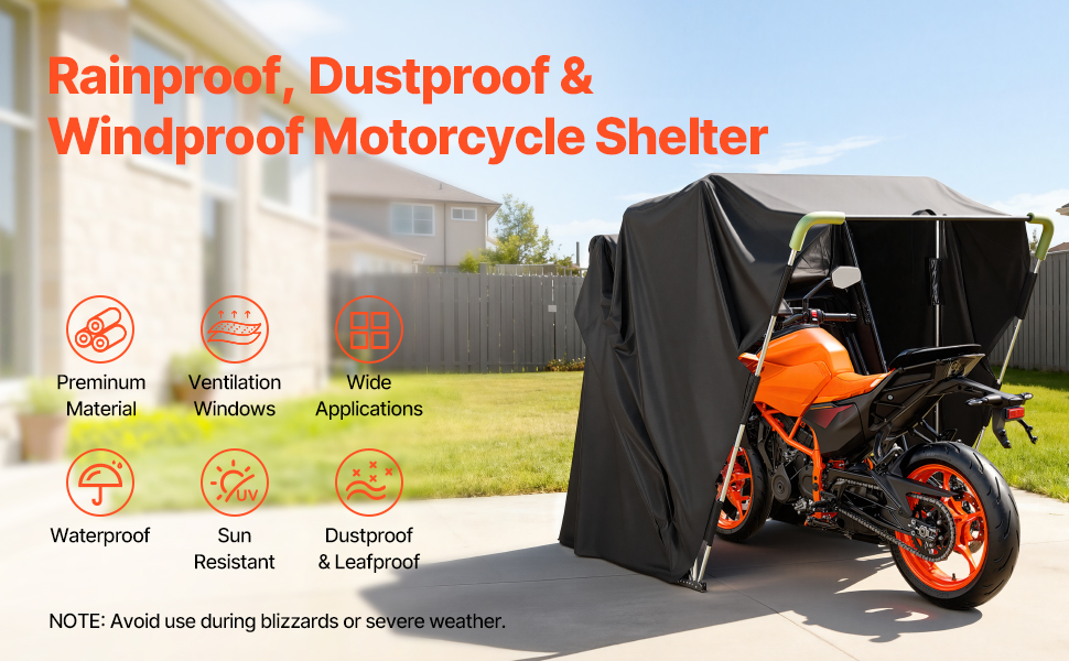 Motorrad Zeltgarage 346x137x190 cm Allwetter Garage mit Schloss & Lüftung Motorcycle Shelter A100 1.4 Pt