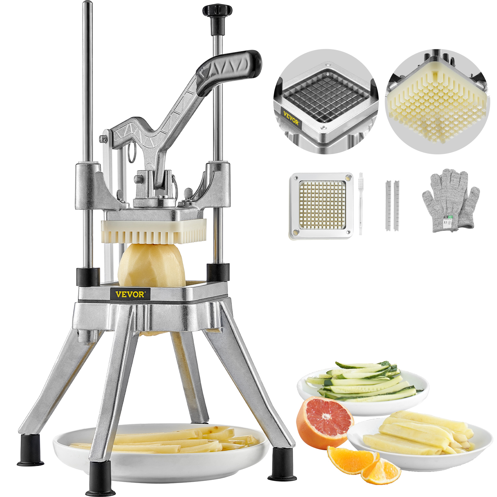 VEVOR Commercial Vegetable Cutter Chopper 1/2/1/4/3/8inch Fruit Vegetable Dicer