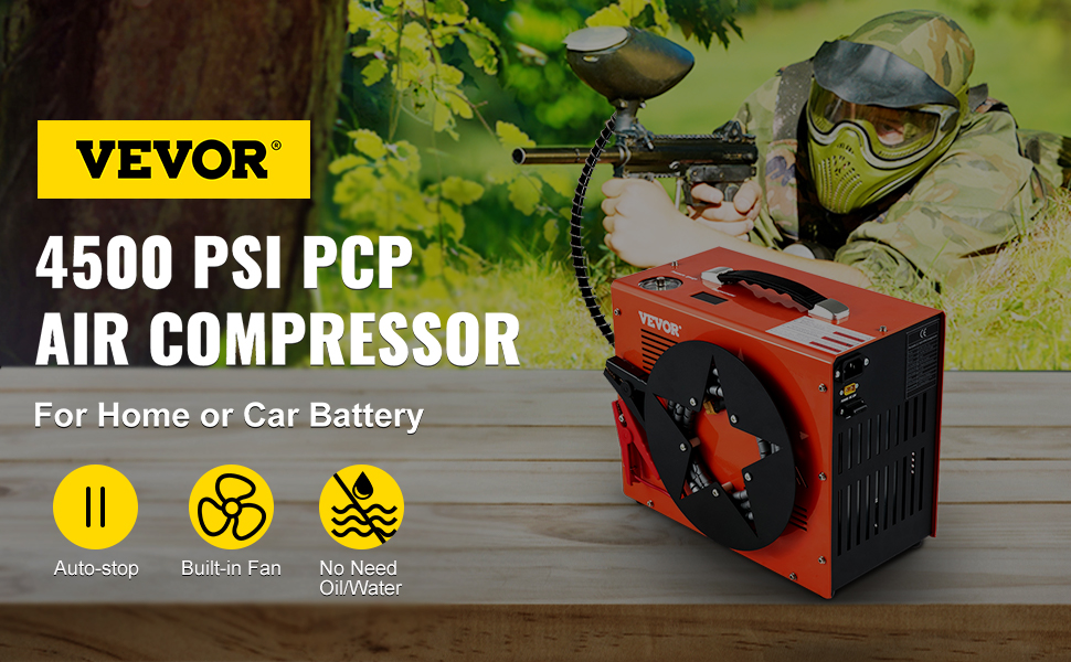 PCP Air Compressor with Auto-Stop 12v DC or 110V AC —