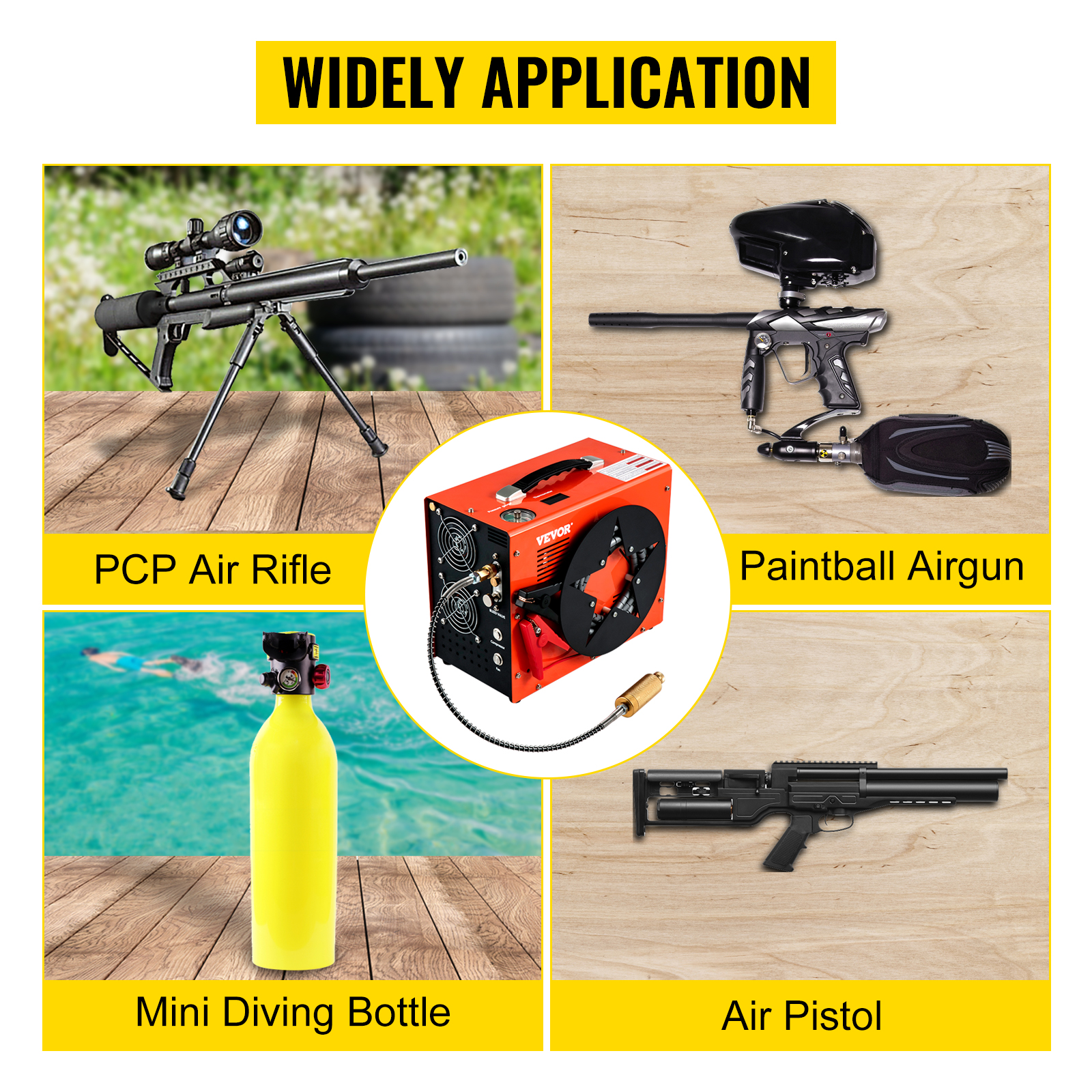 Portable 30MPA Auto-Stop 12V/110V PCP Air Compressor for Rifle Airgun  Paintball