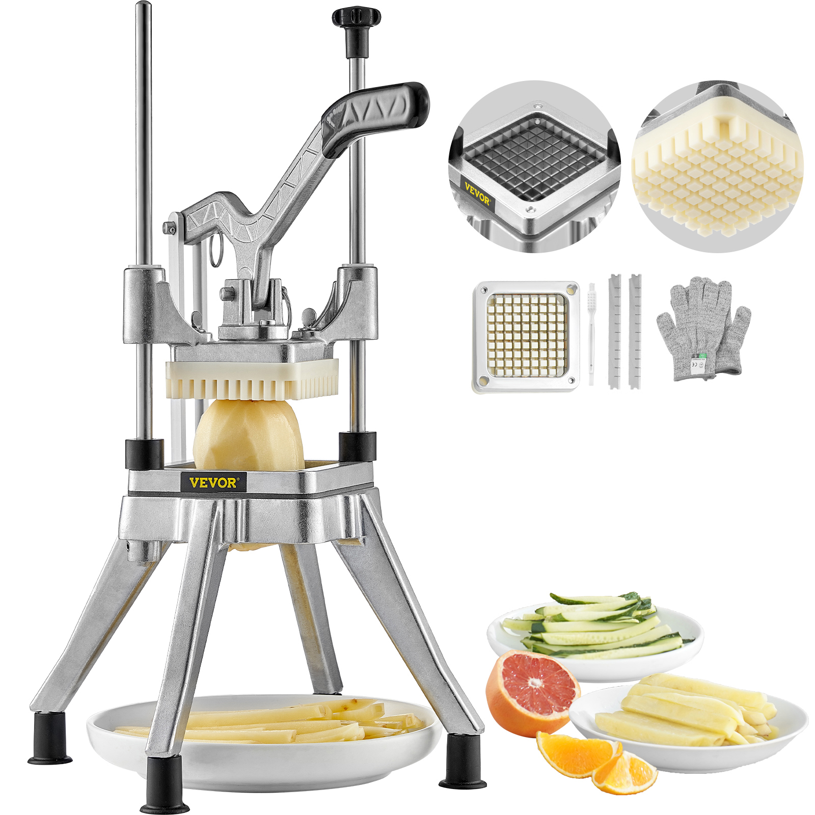 VEVOR Commercial Vegetable Cutter Chopper 1/2/1/4/3/8inch Fruit Vegetable Dicer