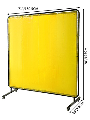 VEVOR Welding Screen with Frame 6' x 6', Welding Curtain with 4 Wheels, Welding Protection Screen Yellow Flame-Resistant Vinyl, Portable Light-Proof Professional