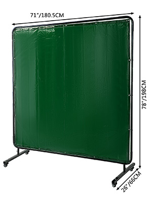 VEVOR Welding Screen with Frame 6' x 6', Welding Curtain with 4 Wheels, Welding Protection Screen Green Flame-Resistant Vinyl, Portable Light-Proof Professional