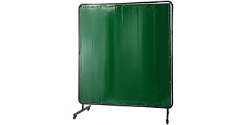 VEVOR Welding Screen with Frame 6' x 6', Welding Curtain with 4 Wheels, Welding Protection Screen Green Flame-Resistant Vinyl, Portable Light-Proof Professional